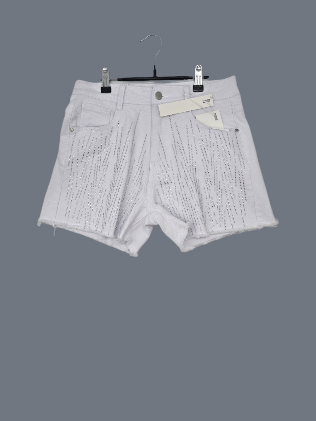 Caro JAX GlimmerRush™ White Rhinestone Shorts