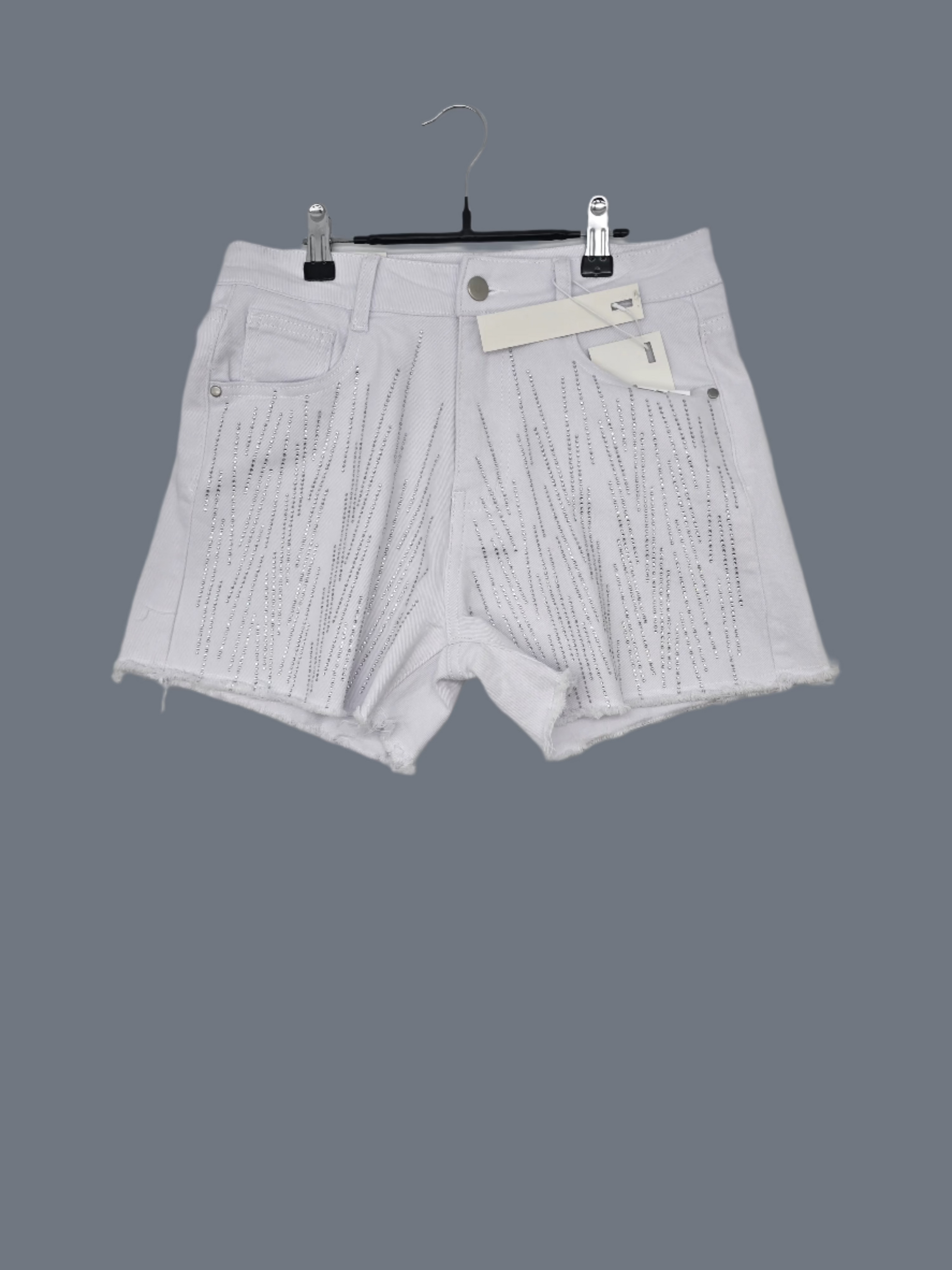 Caro JAX GlimmerRush™ White Rhinestone Shorts