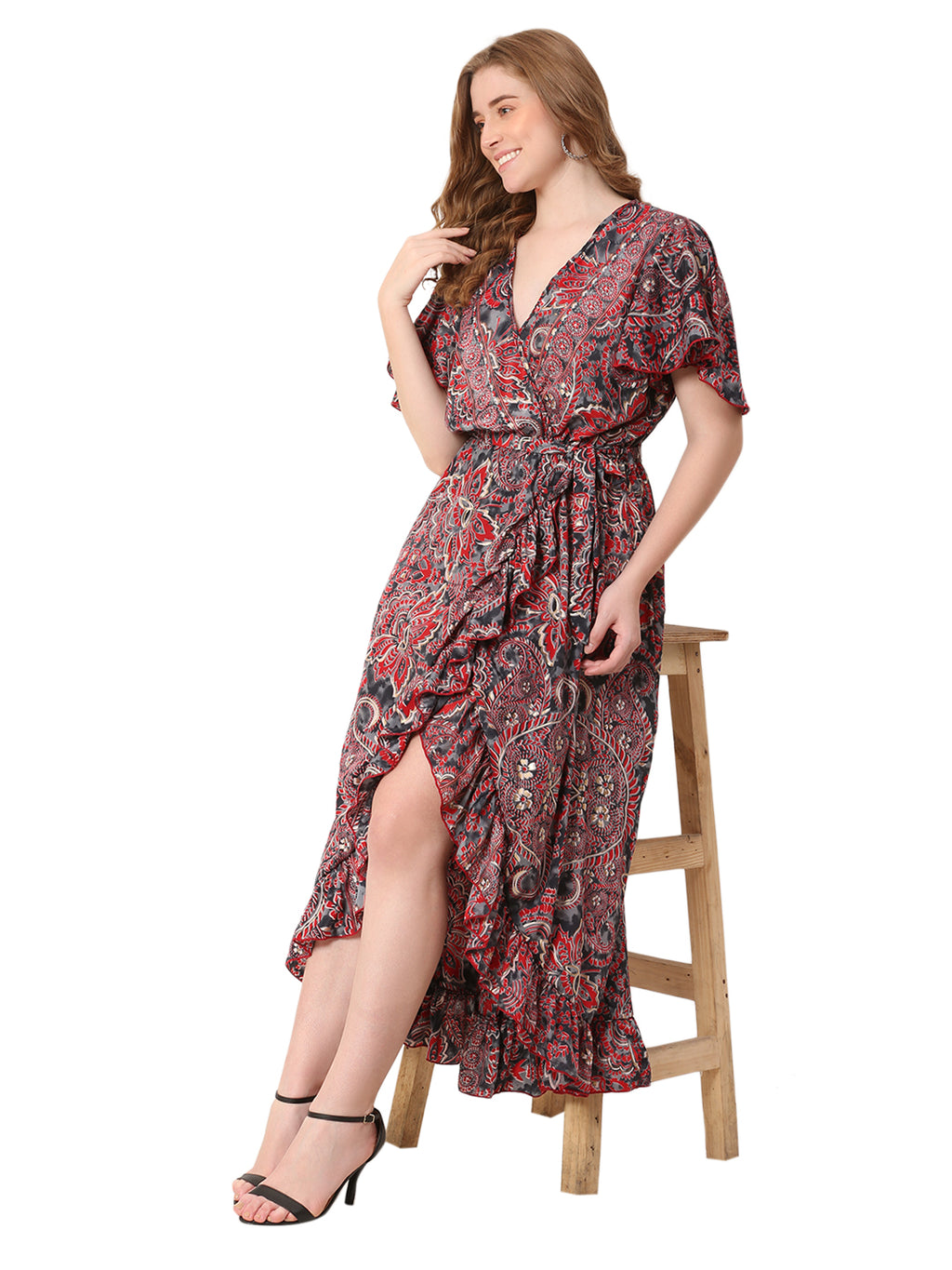 The Saffron Verse Dress – Red with Persian Print