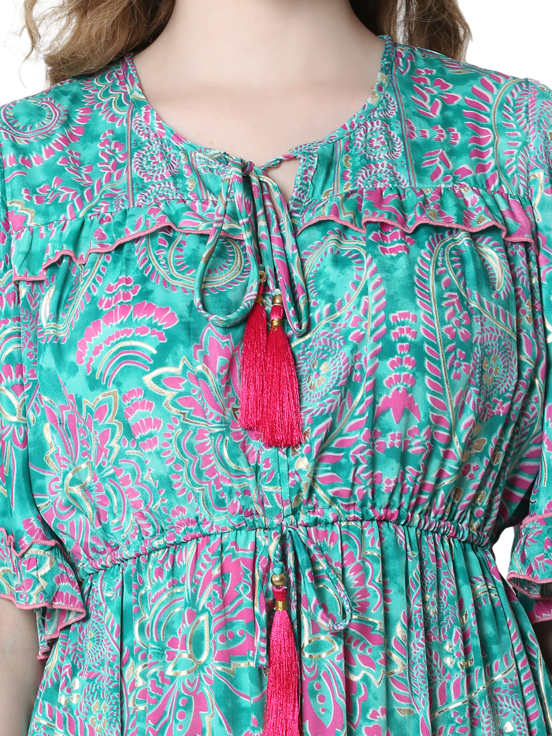 The Flow Command Dress – Ankle-Length Turquoise