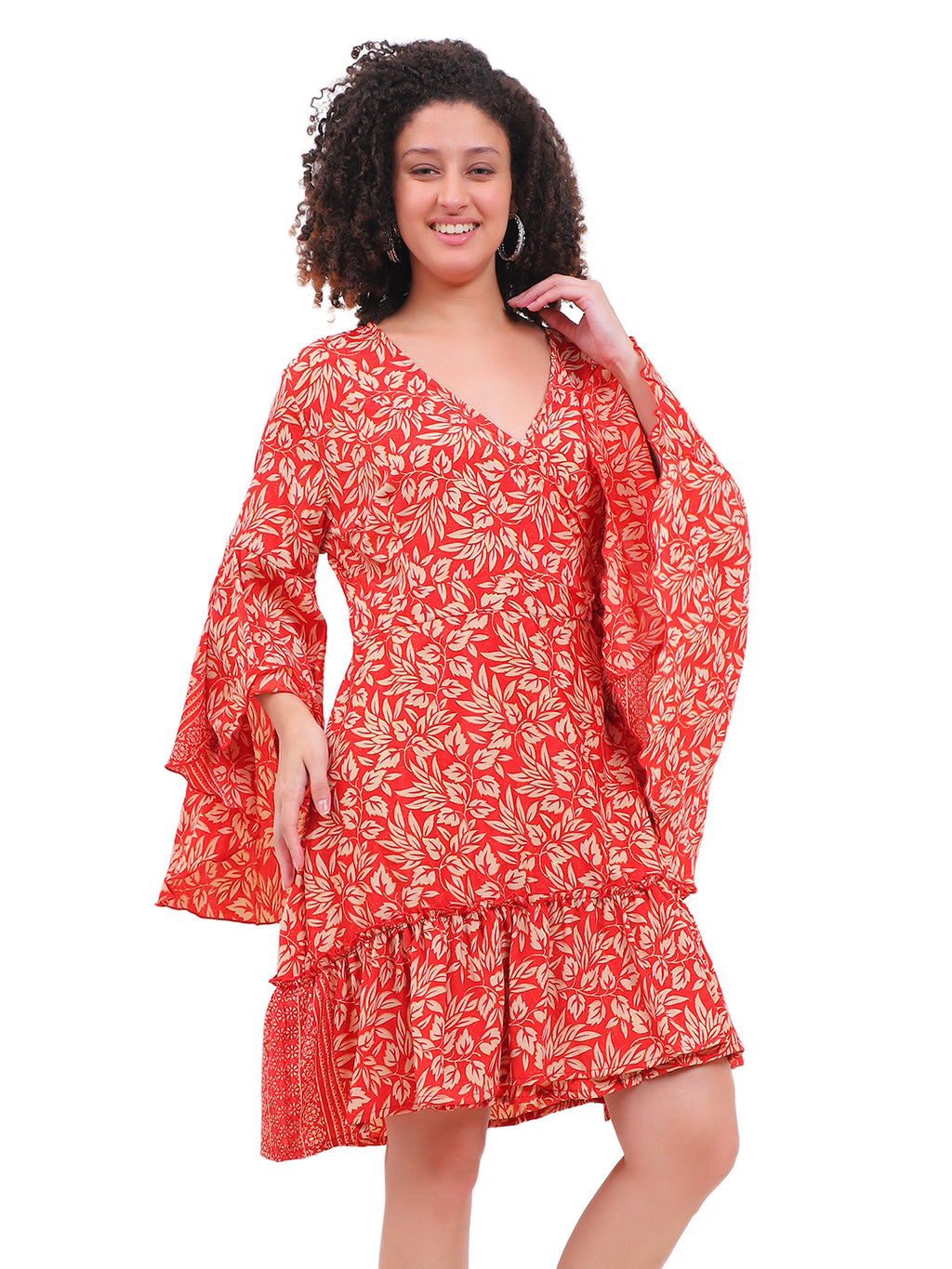 The Evergreen Dress – Leaf Pattern High Sleeve